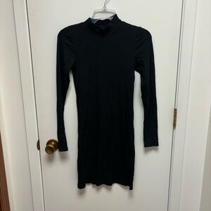 NAADAM Black Ribbed Long Sleeve Sheath Dress